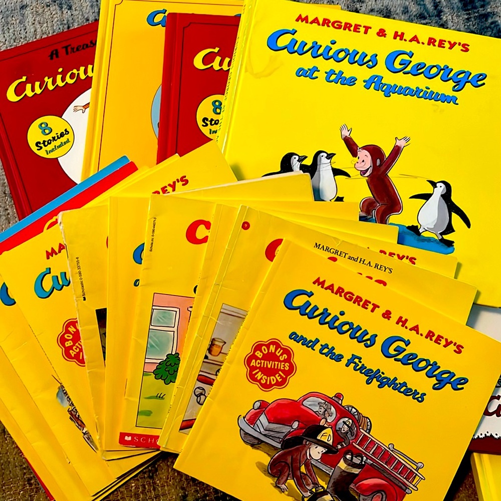 Curious George books. A series of hard and soft cover. 18 books, gently used.